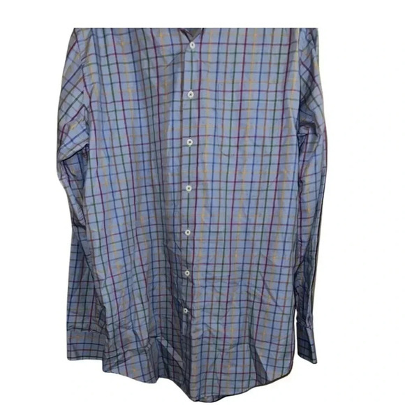 Peter Millar Blue MultiColored Plaid Long Sleeve Button Down Shirt Size Large T - Picture 2 of 9